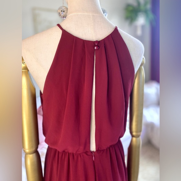 Burgundy Floor Length Dress - Picture 2 of 6